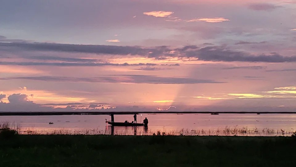 Lake Okeechobee is enjoyed by two anglers in October 2019.