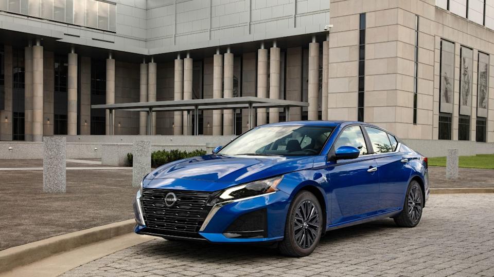 A blue 2025 Nissan Altima outdoors.