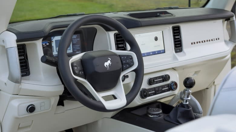 a look at the white dashboard in the Bronco Roadster Concept