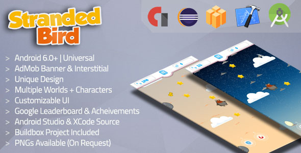 Stranded Bird v2 Admob + Multiple Worlds & Characters (Android + iOS + Buildbox Included) Stranded Bird v2 Admob + Multiple Worlds & Characters (Android + iOS + Buildbox Included)