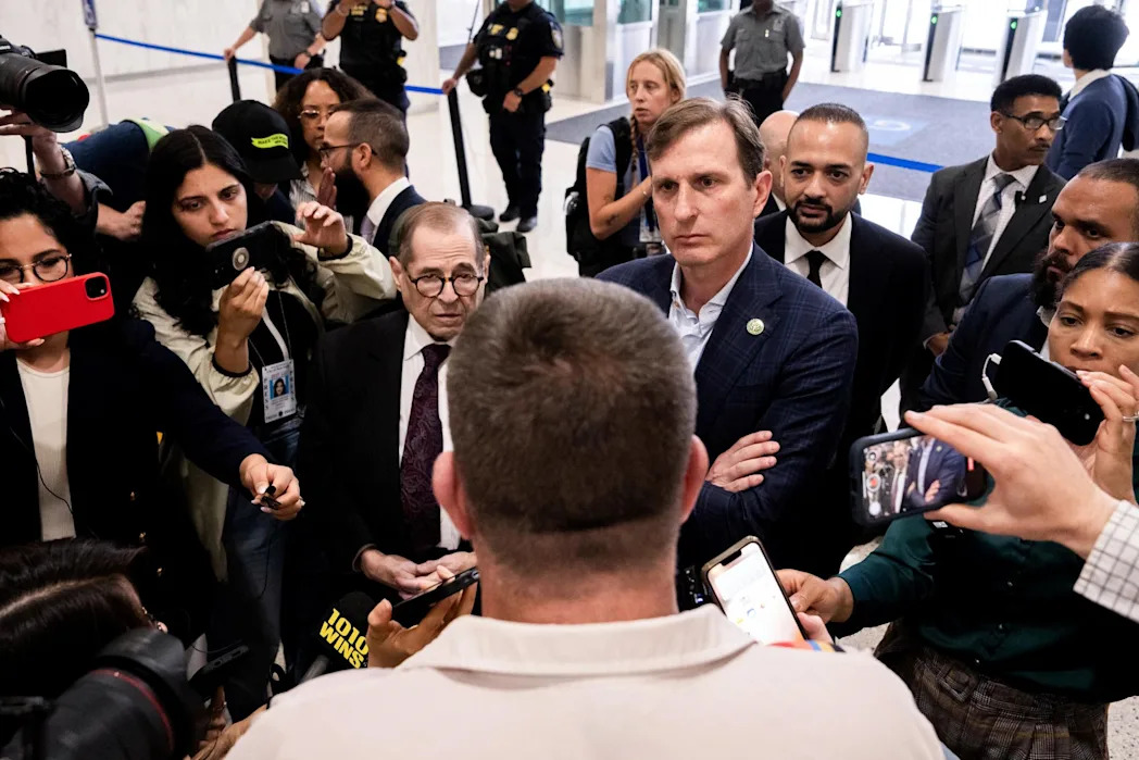 Democrats say Trump is illegally blocking them from visiting Ice detention: ‘The goal is to bully us’