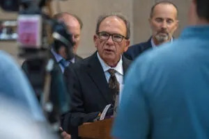  Retired Nebraska State Patrol Superintendent Tom Nesbitt. Aug. 25, 2025. (Photo by Zach Wendling/Nebraska Examiner)