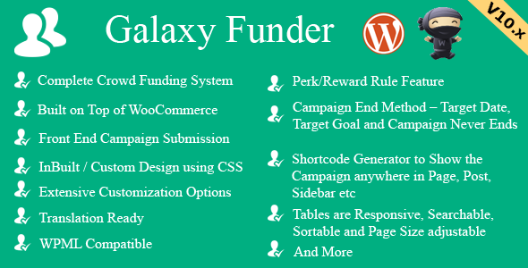 Galaxy Funder v10.6 - WooCommerce Crowdfunding System Galaxy Funder v10.6 - WooCommerce Crowdfunding System