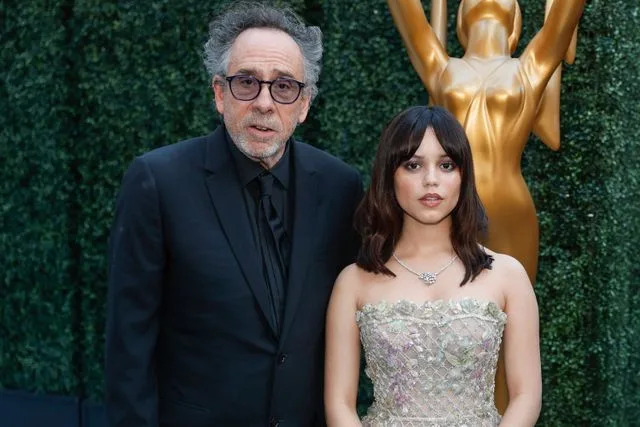 Allen J. Schaben / Los Angeles Times via Getty Tim Burton (L) and Jenna Ortega (R) at the 75th Primetime Emmy Awards in Los Angeles on Jan. 15, 2024