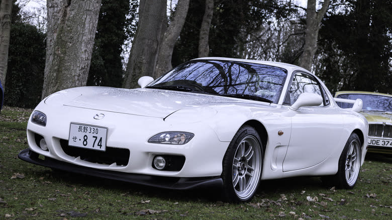 January 8: The Mazda RX7 seen at Bicester Heritage at their monthly car show named the Sunday Scramble. This particular RX7 has been kept in factory condition from new. All types of cars are on display for spectators to view.