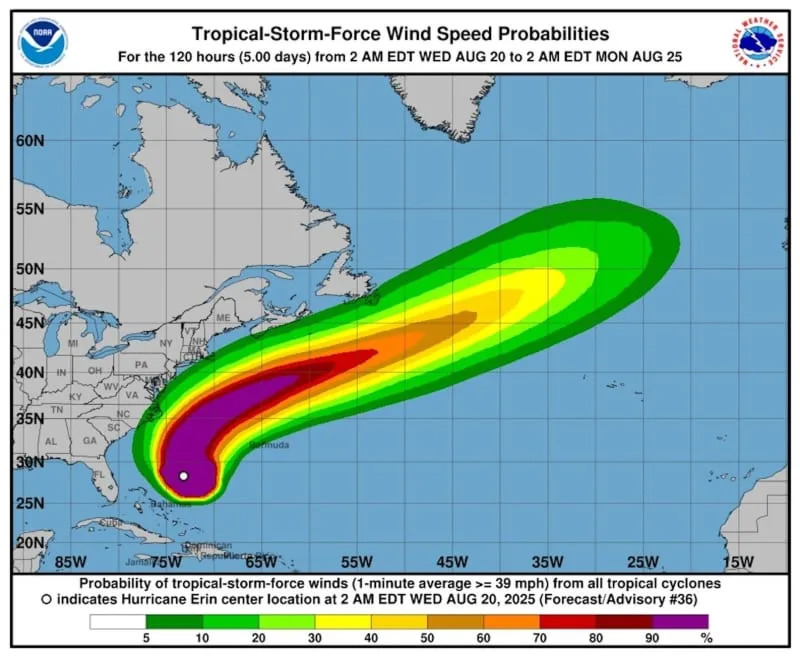 Erin: Coastal flooding at high tides forecast in Carolinas, Virginia