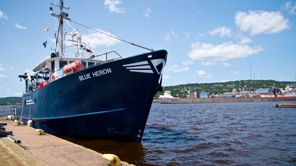 Research vessel Blue Heron had a black, tar-like substance oozing from its rudder shaft. - Brett Groehler/University Minnesota Duluth