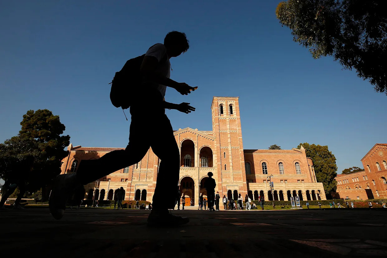 Royce Hall UCLA silhouette campus student (Al Seib / Los Angeles Times via Getty Images file)
