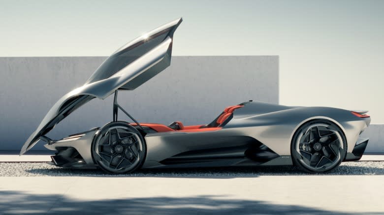 Side view of the Chevrolet Corvette CX concept with the canopy open