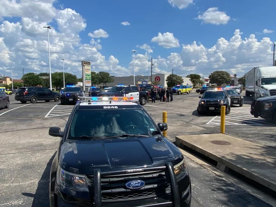emergency personnel in parking lot