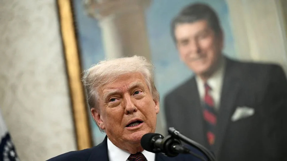 President Donald Trump speaks in the Oval Office of the White House in Washington, DC, on August 6. - Brendan Smialowski/AFP/Getty Images