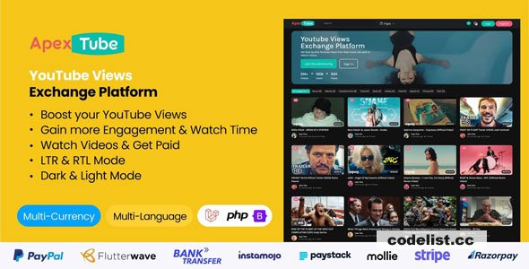 ApexTube v1.0.0 - YouTube Views Exchange Platform