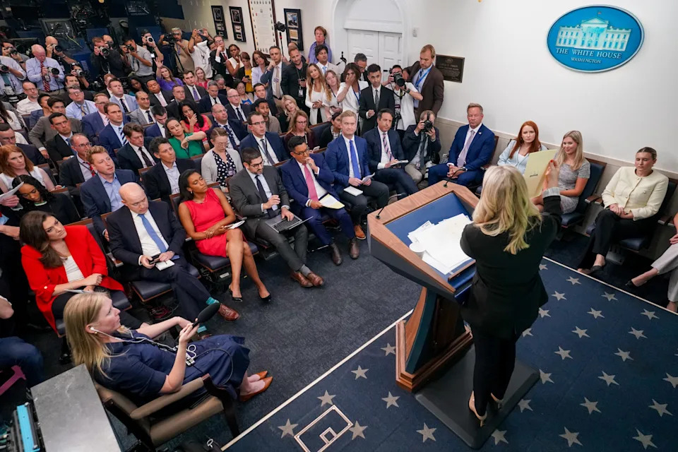 White House Press Secretary Karoline Leavitt in action in July. / Andrew Harnik/Getty Images
