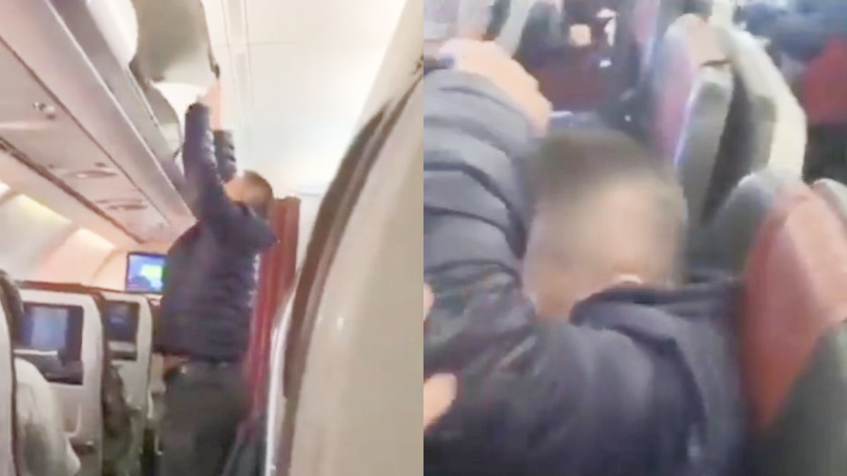 機艙老鼠｜男乘客偷行李斷正　被物主拍片並「當場狂毆」畫面瘋傳