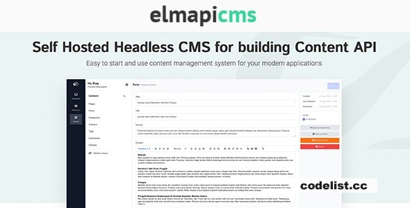 ElmapiCMS v2.0 - Headless CMS for building Content API