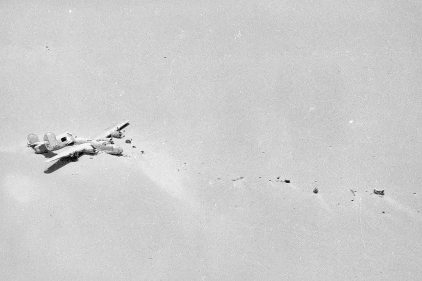 The Consolidated B-24D "Lady Be Good" crashed in desert