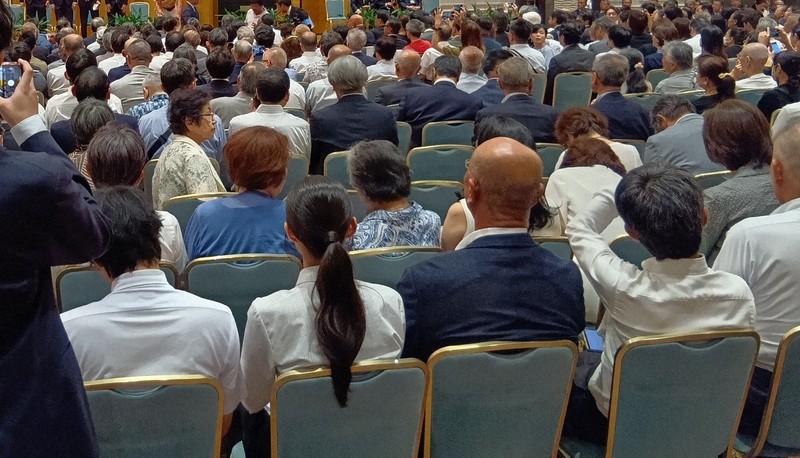 参院選京都選挙区の候補者がホテルで開いた演説会。各候補の選挙運動費用収支報告書では演説会場費の支出も目立つ＝京都市で2025年7月、久保聡撮影