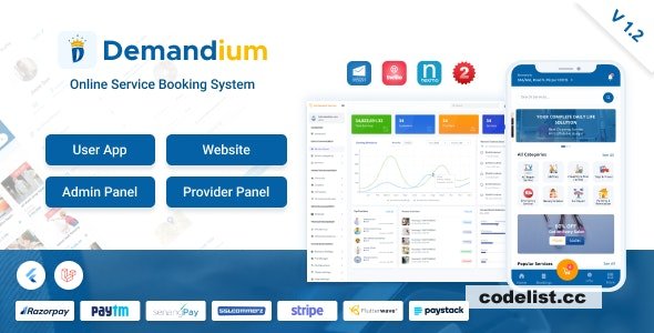 Demandium v2.1 - Multi Provider On Demand, Handyman, Home service App with admin panel - nulled