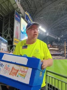  Ryan Strnad has worked for over 35 years as a beer vendor at the Milwaukee Brewers’ home stadium American Family Field. (Photo courtesy of candidate)