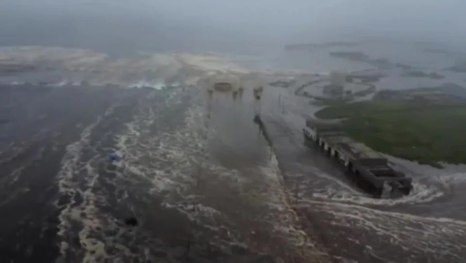 Drone footage shows Tsunami waves flooding Russian coastal town following earthquake (Kamchatka branch of the Geophysical Survey of the Russian Academy of Sciences)