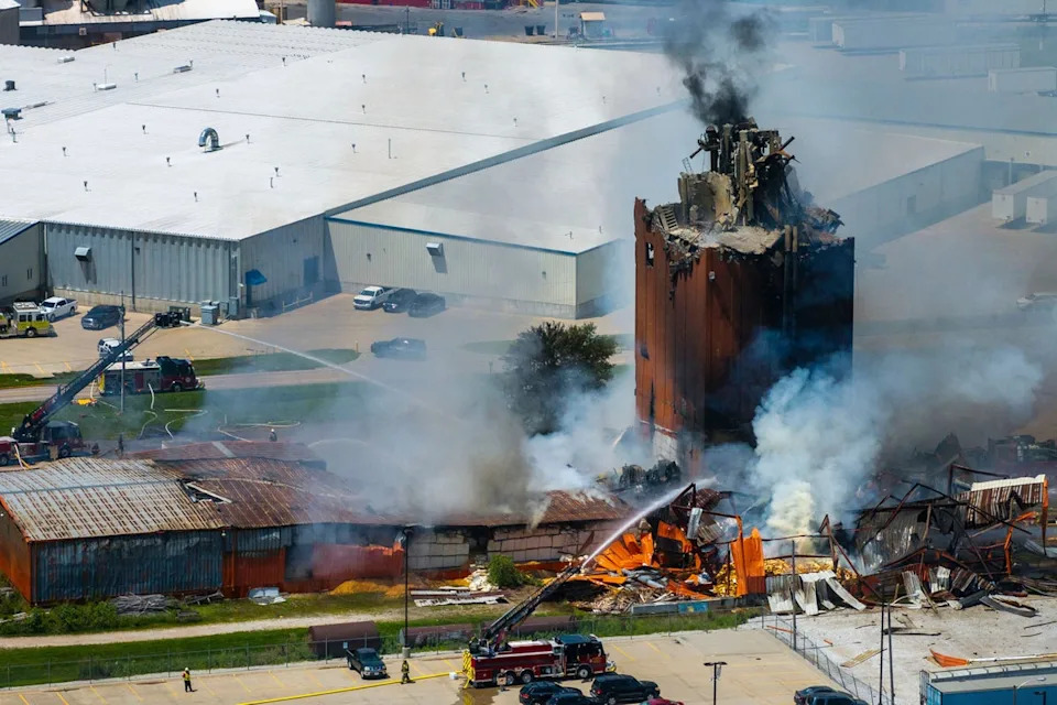 Three people remain missing after a massive explosion at a Nebraska plant Tuesday left crews battling a fire for hours (AP)