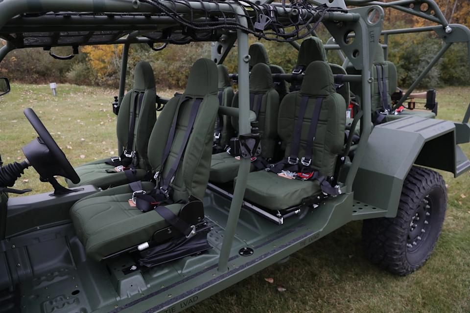 General Motors Defense mostró su nuevo Infantry Squad Vehicle (ISV) durante una conferencia de prensa en el campo de pruebas de GM en Milford, Michigan, el 27 de octubre de 2020.