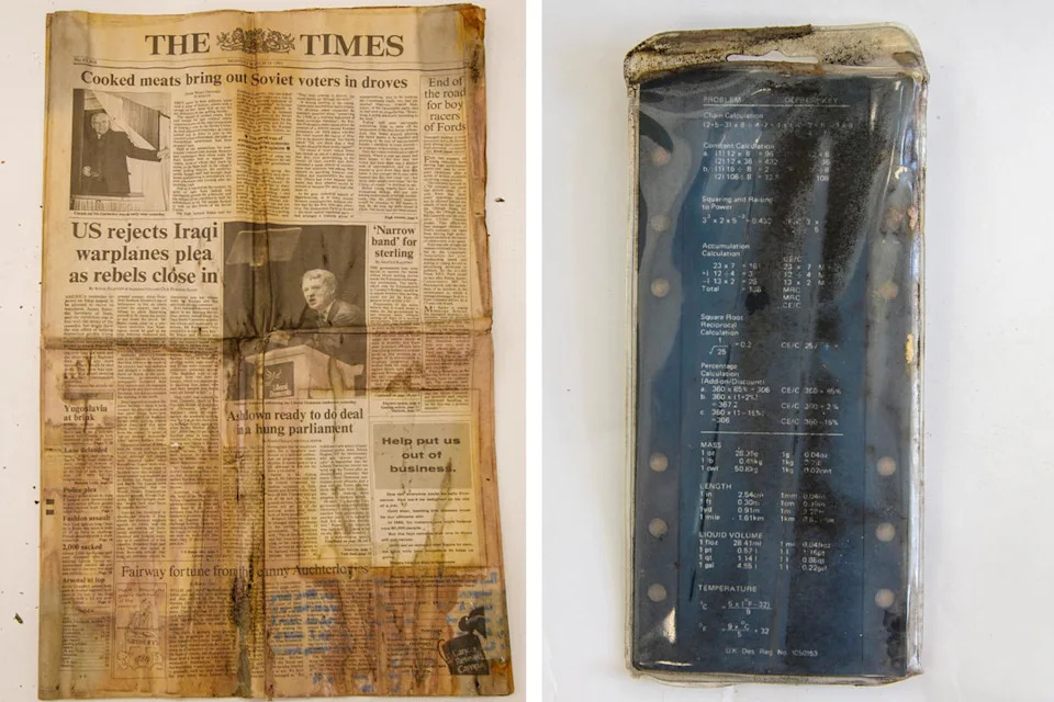 The Times newspaper and a solar powered calculator. (Great Ormond Street Hospital for Children)