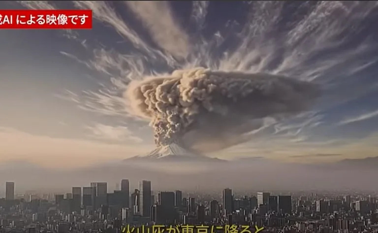 El impactante video con inteligencia artificial difundido por el gobierno de Tokio para alertar sobre una posible erupción del Monte Fuji