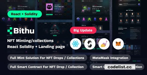 Bithu v1.0.0 - NFT Minting/Collection with Smart Contract (React JS+Solidity)