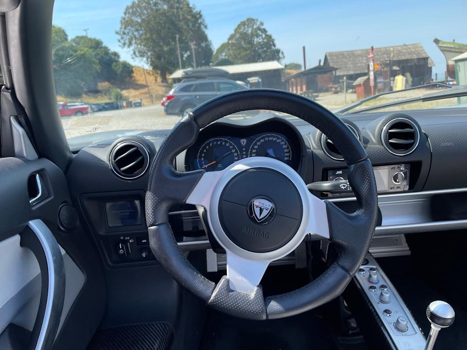 the steering wheel of a 2008 Tesla Roadster