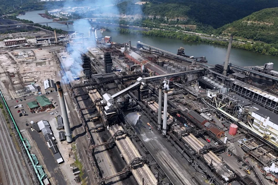 A portion of the Clairton Coke Works, a U.S. Steel plant, is seen Monday, Aug. 11, 2025 in Clairton, Pa. (AP Photo/Gene J. Puskar)