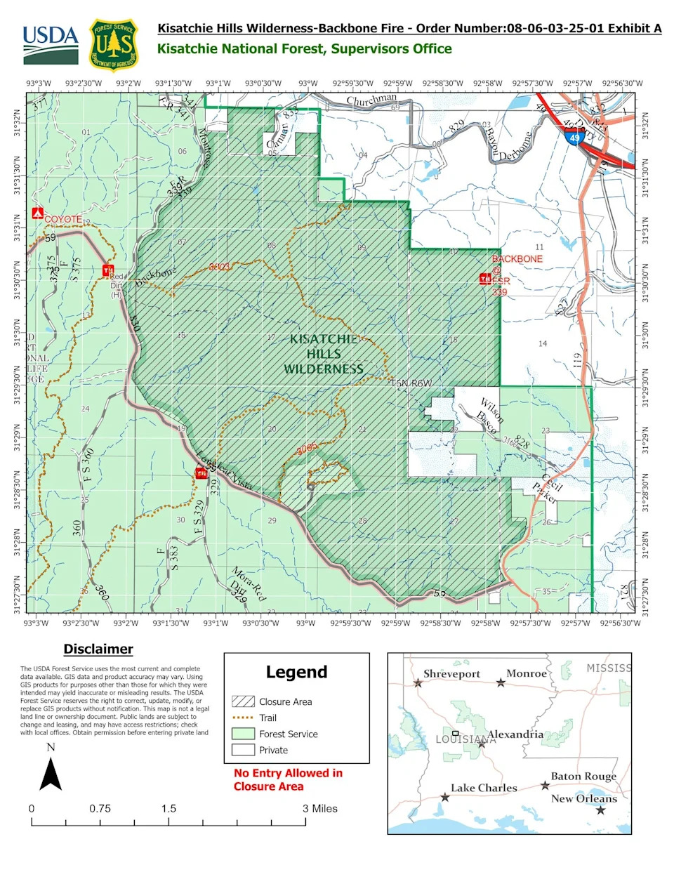 Two wildfires, close to each other, discovered on Kisatchie National Forest in Louisiana