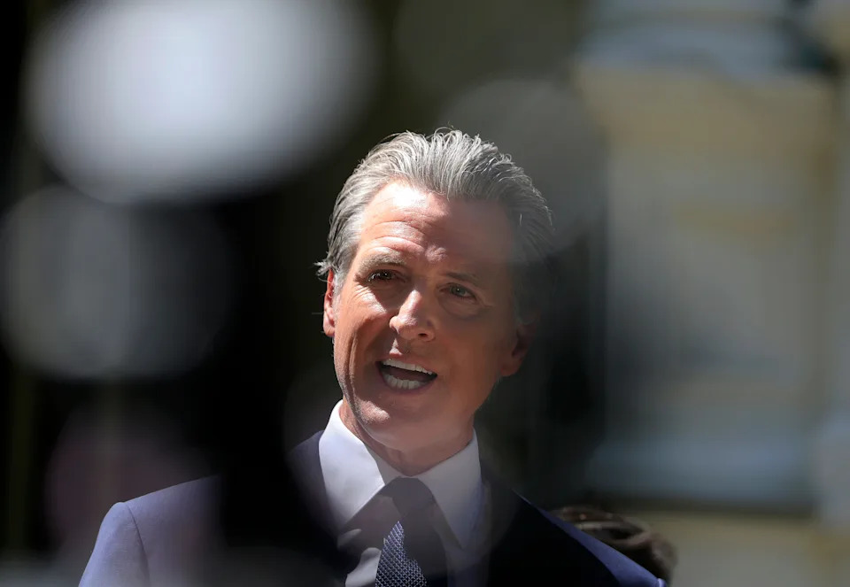 California Gov. Gavin Newsom speaks during a news conference with Texas lawmakers at the Governor's Mansion on July 25, 2025 in Sacramento, California.
