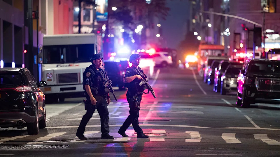 NYPD officers respond to a mass shooting in Manhattan