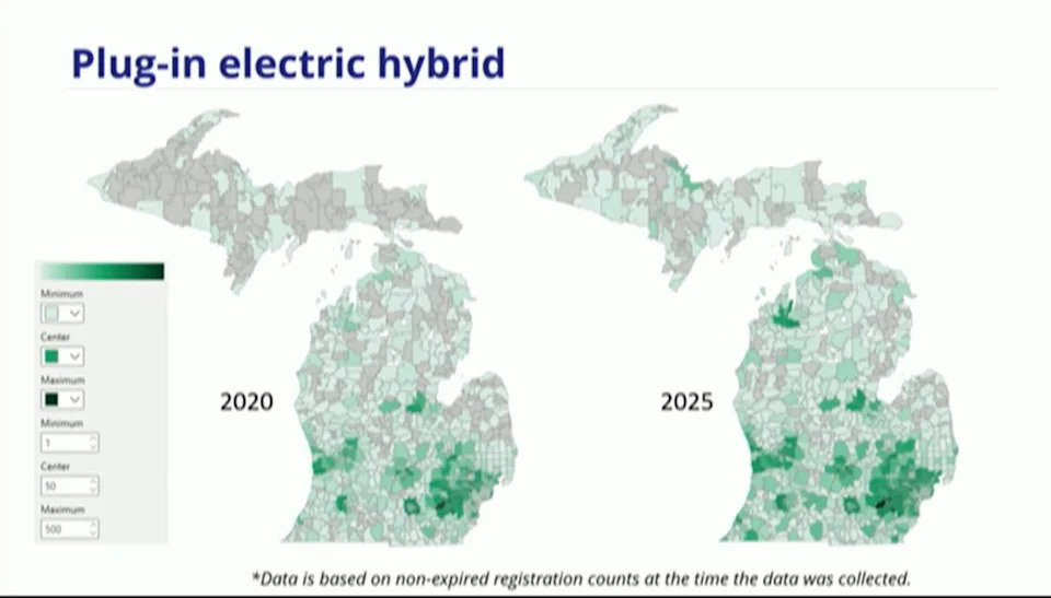 Plug-in electric hybrid vehicle registration data provided by the Michigan Department of State | Screenshot