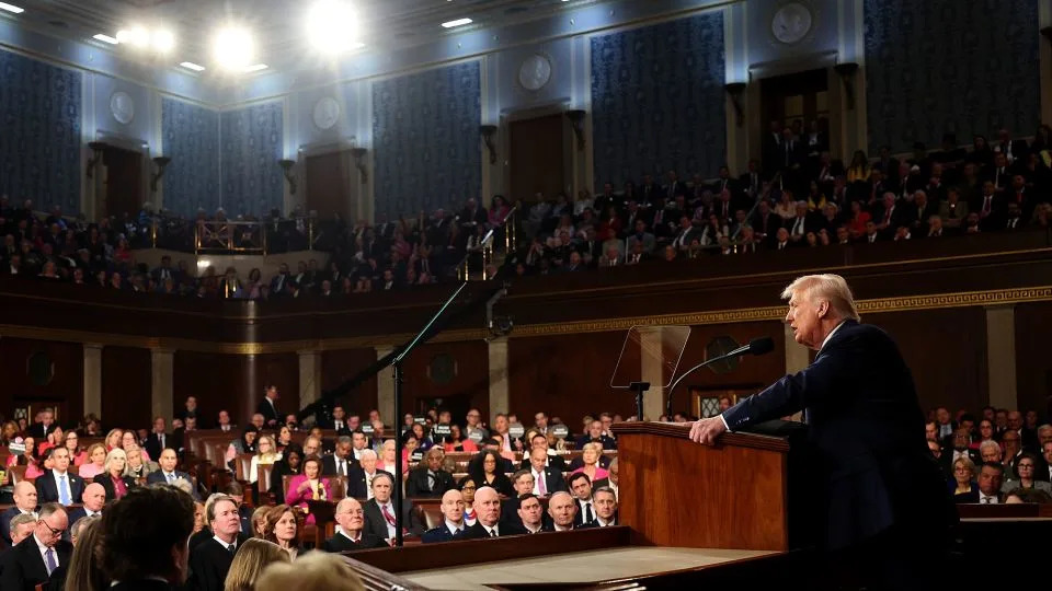 President Donald Trump addresses a joint session of Congress at the US Capitol on March 4. - Win McNamee/Getty Images