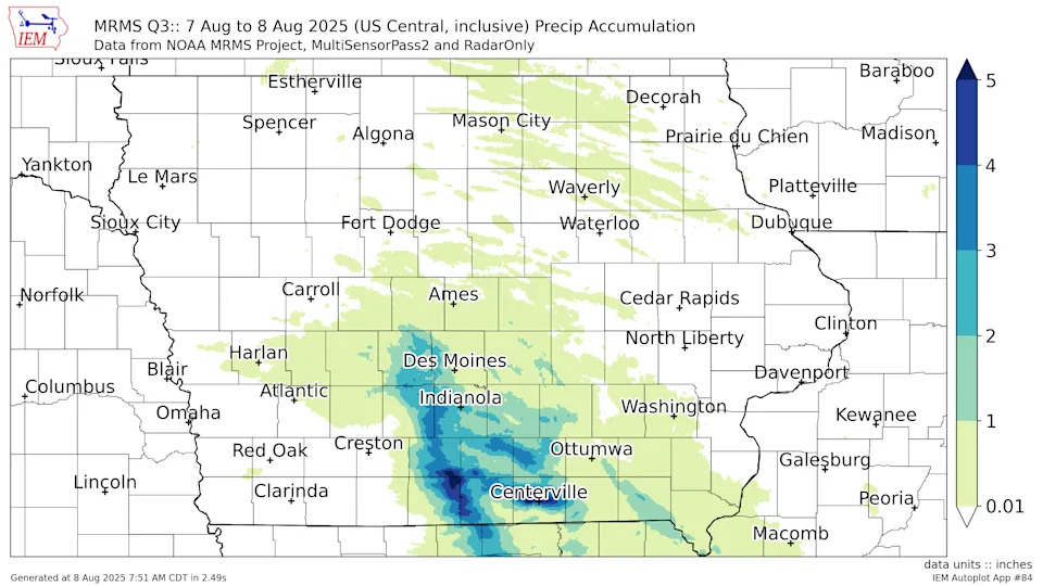 How much did it rain the first day of the Iowa State Fair? Here are the rainfall totals: