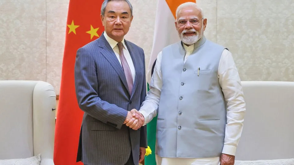 Indian Prime Minister Narendra Modi shakes hand with Chinese Foreign Minister Wang Yi in New Delhi, India, Aug.19, 2025. - Indian Prime Minister's Office/AP