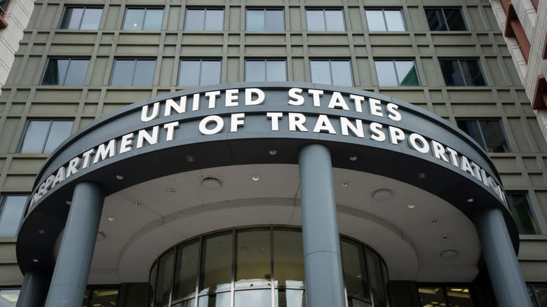 Front view of the United States Department of Transportation (DOT) headquarters in the Southeast Federal Center in Washington, DC