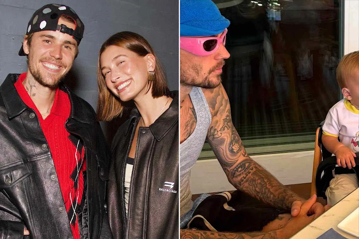 Justin Bieber/Instagram; Diggzy/Shutterstock Justin and Hailey Bieber in Los Angeles on Oct. 12, 2023; Justin and son Jack
