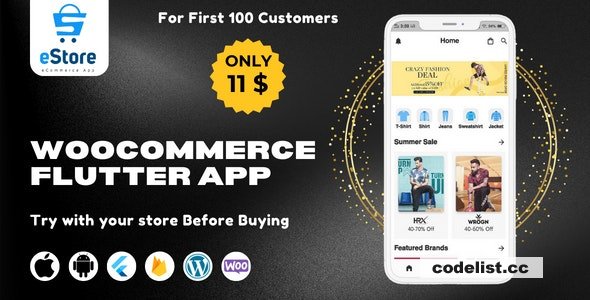 eStore v1.1 - Build a Flutter eCommerce Mobile App for Android and iOS from WordPress WooCommerce Store