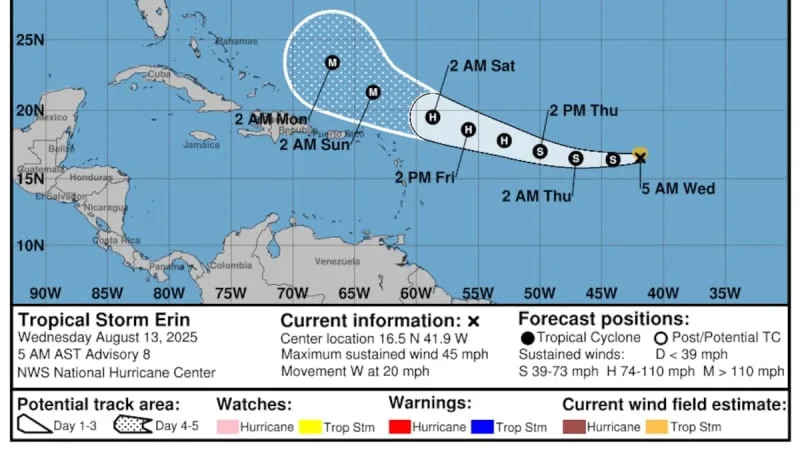 Could Tropical Storm Erin head toward Florida? It’s looking less likely.