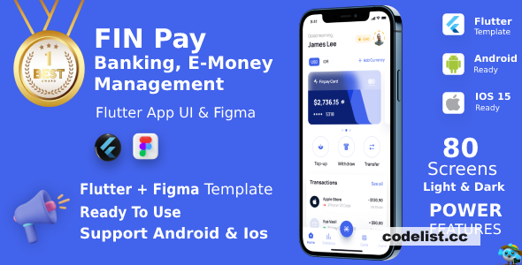 FinPay App v1.9 - ANDROID + IOS + FIGMA - UI Kit - Flutter 