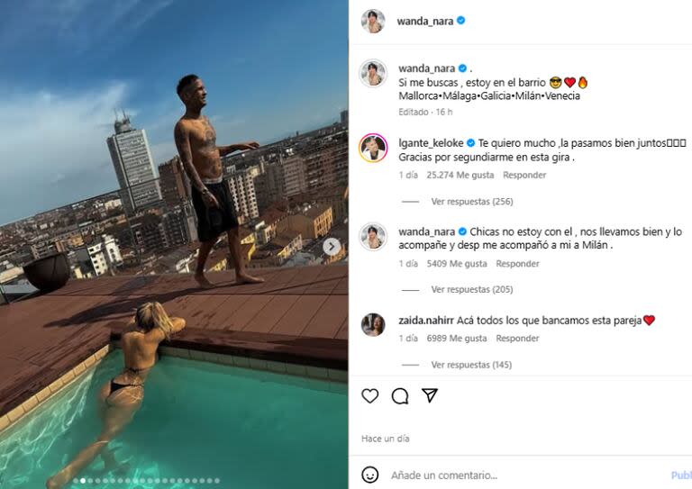 La foto de Wanda Nara con L-Gante en Milán que dio que hablar (Foto: Instagram @wanda_nara)