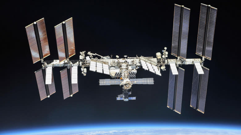 The International Space Station orbiting above the Earth