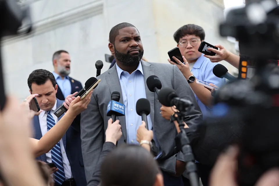 U.S. Rep. Byron Donalds (R-FL) speaks with reporters as he leaves the U.S. Capitol for the weekend on May 17, 2024 in Washington, DC. Donalds answered questions on the House Oversight Committee's meeting to hold Attorney General Merrick Garland in contempt of Congress.