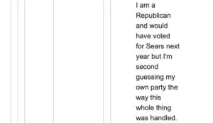Screenshot of a mass email thread between rejected applicants who’d petitioned Gov. Glenn Youngkin for their voting rights to be restored in 2024.