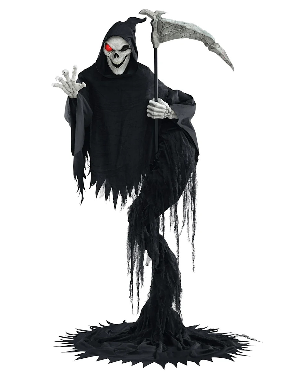 The Jack the Reaper Animatronic ($329.99) is 7 feet 6 inches tall and has motion-tracking sensors to direct its with glowing red eyes.