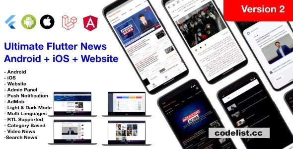 News Full App v4.0 - Flutter App Android + iOS + Website