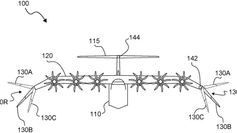 Drawing from patent application of the front view of the Boeing Pelican Super Transport